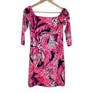 Lilly Pulitzer Women's Laurana Dress Bright Navy A Jungle is Here Off Shoulder